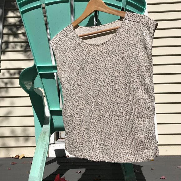 100% cotton sequin animal print top - Picture 1 of 5